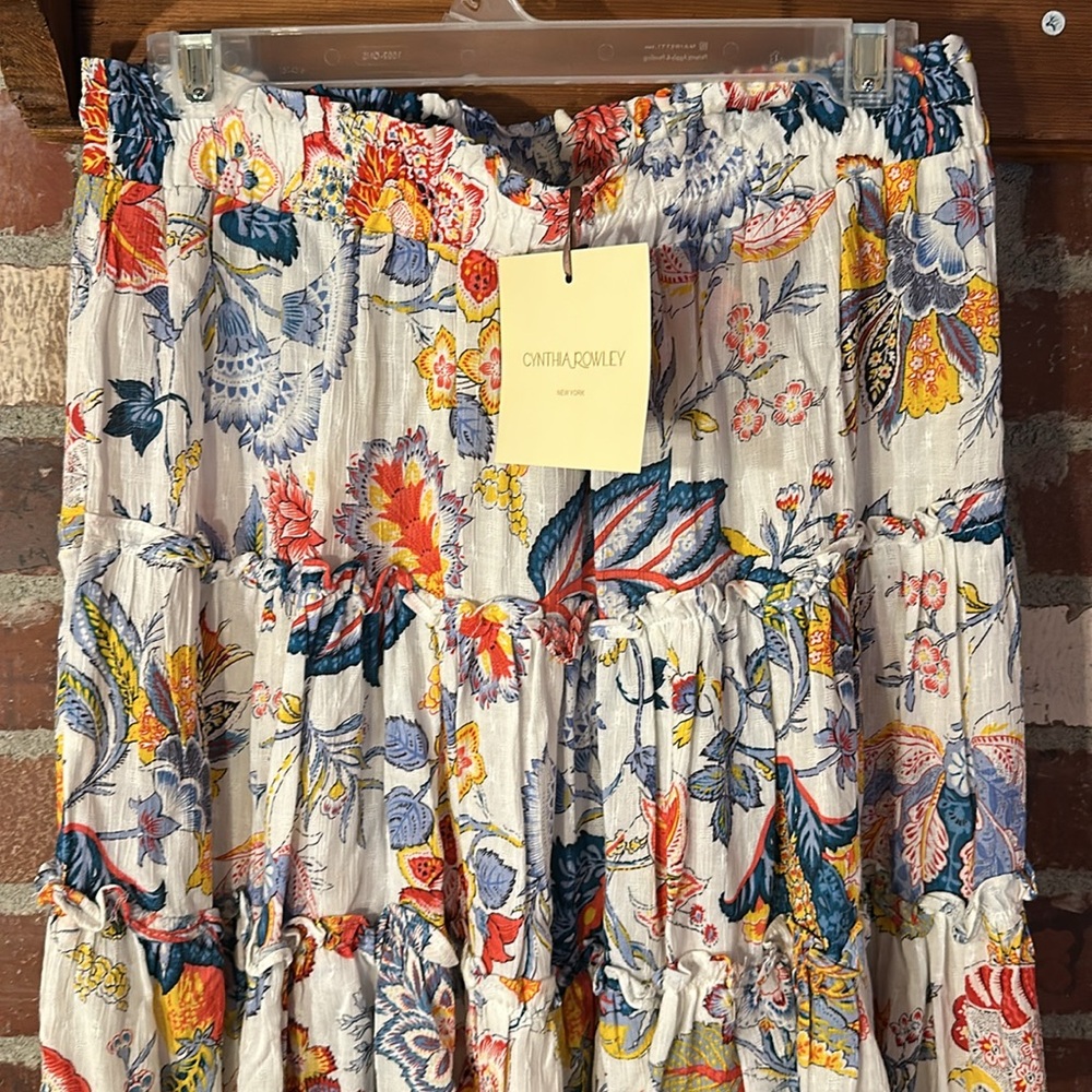 Cynthia Rowley Ruffled Pull On Skirt Size Large 100% Rayon - Picture 5 of 11